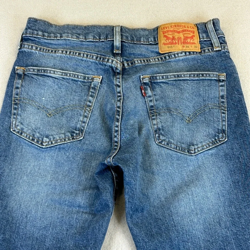 Levis 511 Jeans Mens 31x32 (30x30) Blue Medium Wash Denim Slim Fit Stretch